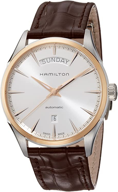 Hamilton Men's 'Jazzmaster' Swiss Automatic Gold Leather Casual Watch, Color: Brown (Model: H42525551)