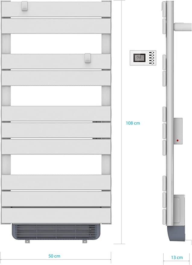 Voltman Round Towel Drying Rack with Heating, 500W + Fan Heater, 1000W, White