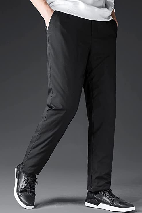 Buytop Men's Soft Shell Warm Winter Pants Down Lined Wind Resistant Ski Snow Warm Hiking Safari Pants